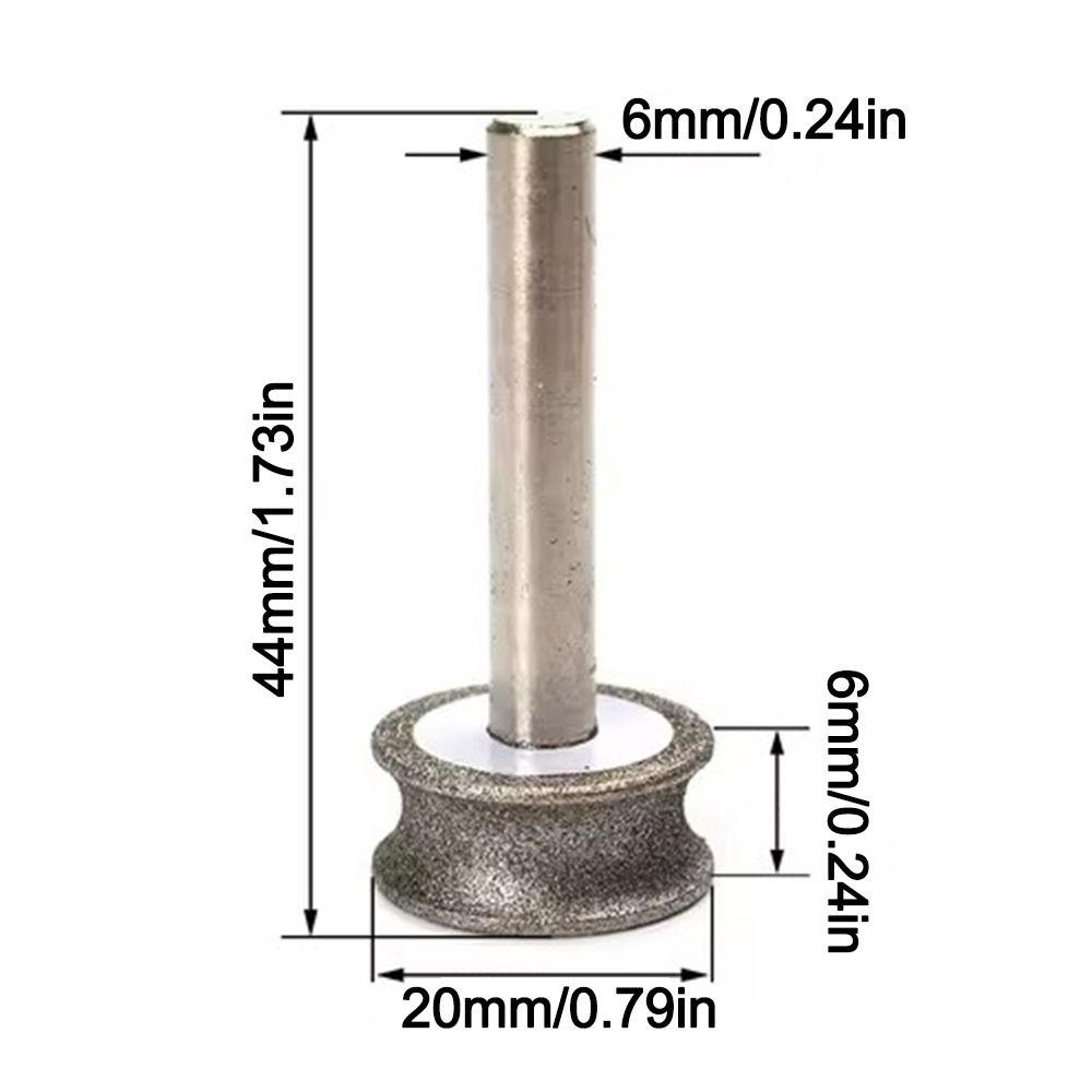 2–12 mm konkave Diamant-Schleifscheibe, Glas, runder Grat, Bohrer, Schaftdurchmesser 6 mm, Schärfen, rotierendes Schleifwerkzeug