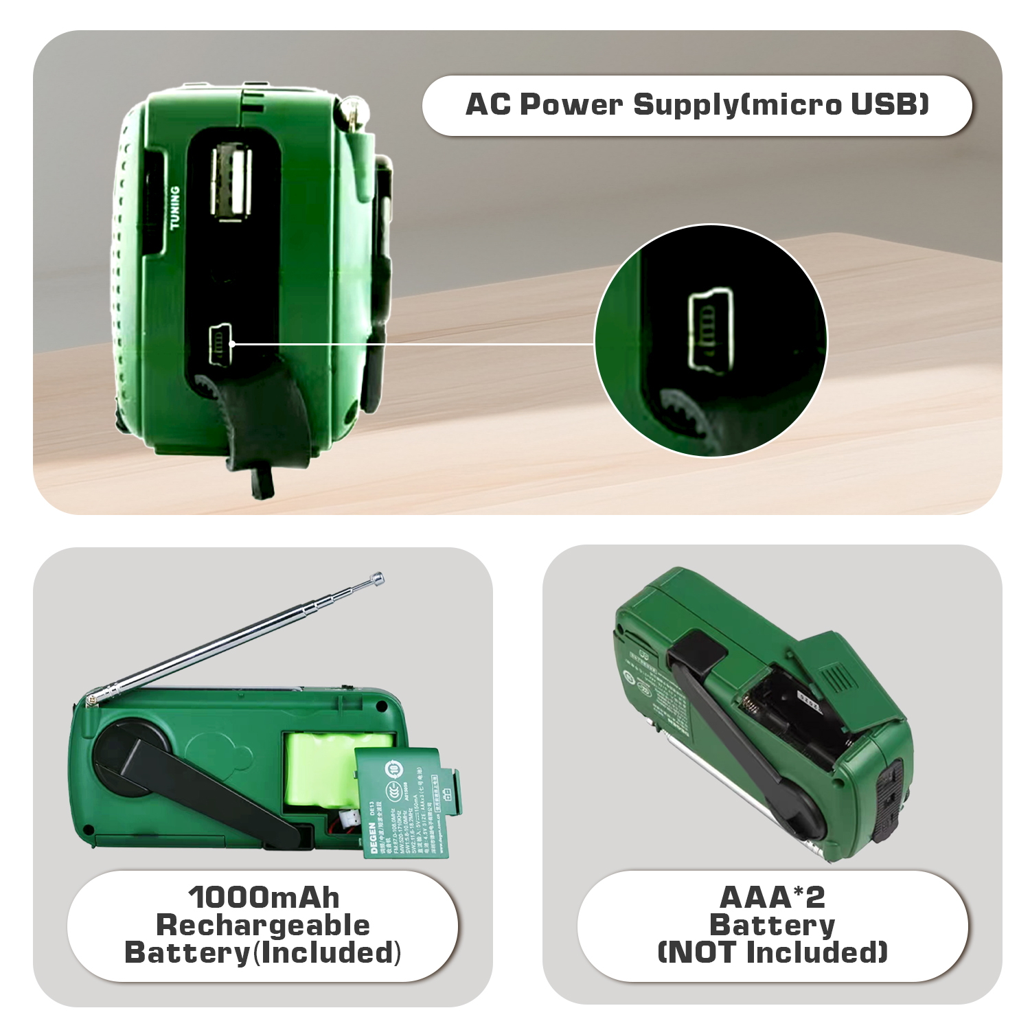 Degen DE13 Zaklamp Fm Zon Wekker Radio Kan Power Uw Telefoon Emergency Radio Draagbare Fm Mw Sw Crank Radio ontvanger