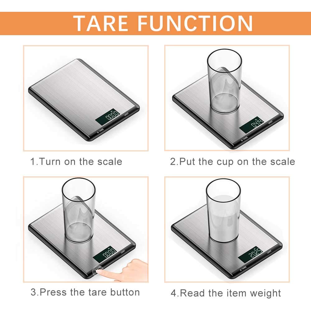 Digital Food Scale-Multifunction Precision Kitchen Scale, Auto-off/ LCD Display/stainless steel Surface/Touch button