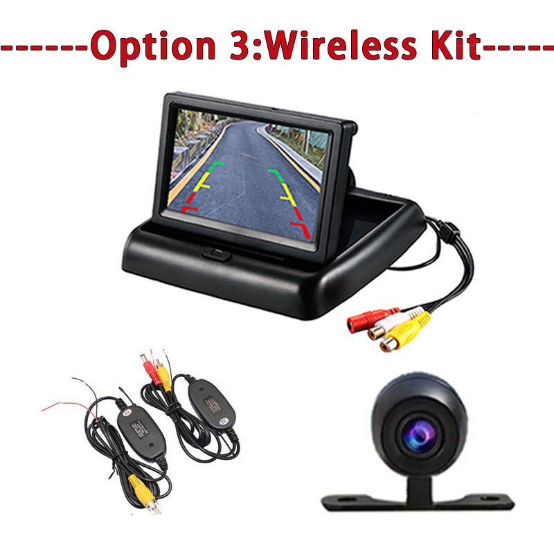 Koorinwoo bil-styling trådløs 4.3 hd sammenklappelig bil bagfra monitor bakvendt display med backup bagfra kamera til køretøj: Valgmulighed 3