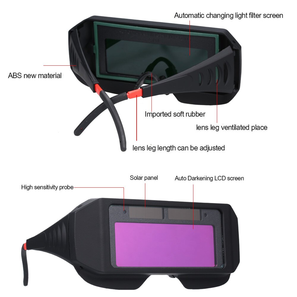 Solar Powered Auto Darkening Welding Glass Photoelectric Welding Mask Helmet Practical Eyes Goggle Workplace Safety Protection