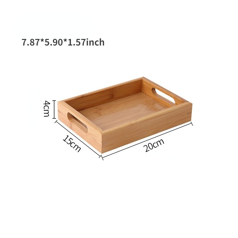 Bamboo wooden tray rectangular tea tray solid wood household water cup tray Japanese style wooden bread wooden dinner plate: Tray-1