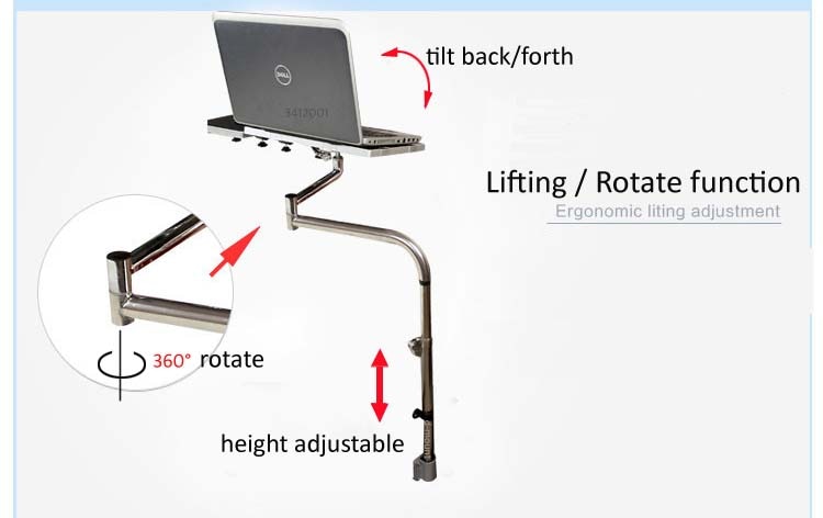 OK 172 Laptop wall Mount Adjustable bedside Computer Monitor Holder Mount +Keyboard Holder Rotating Laptop Table Lapdes