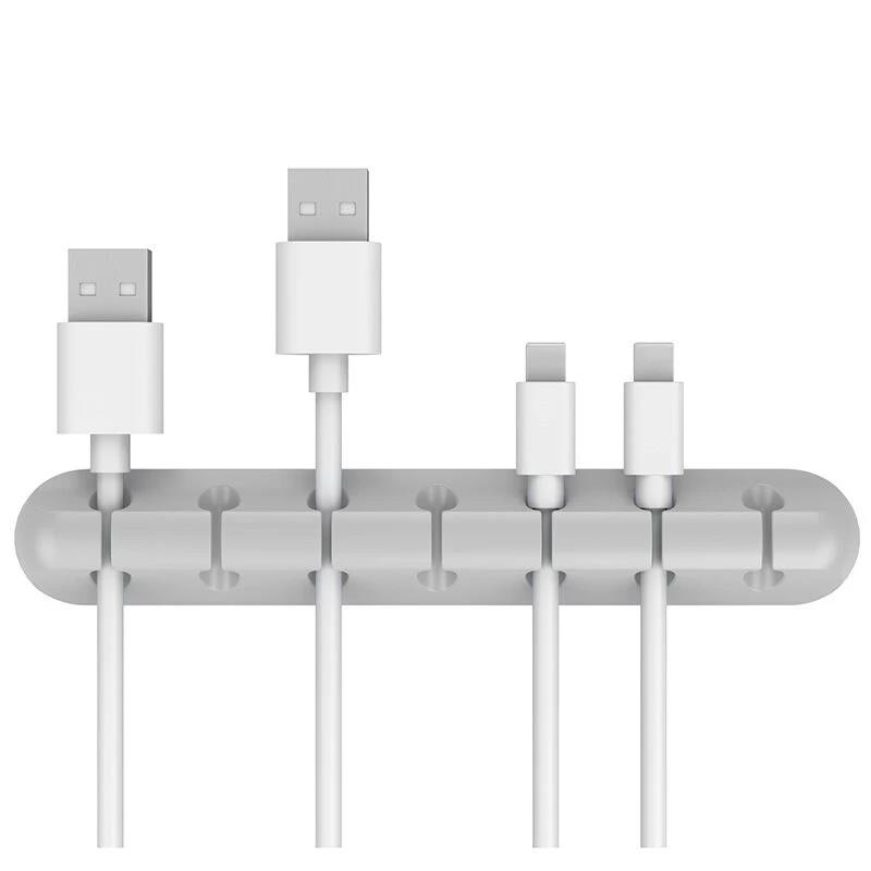 USB Cable Organizer Silicone Cable Winder Desktop Tidy Management Clips Cable Holder for Mouse Keyboard Wire Organizer Headphone: black