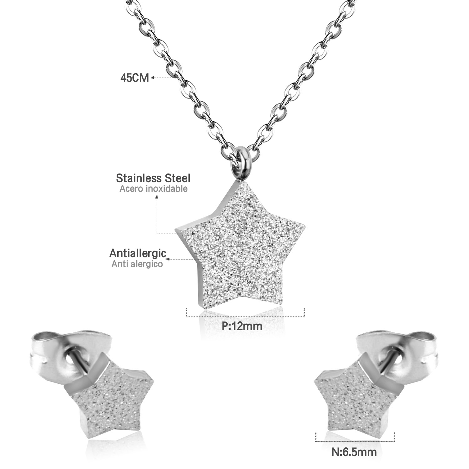 Luxusteel Pendientes Oorbellen Voor Vrouwen Klassieke Ster Kettingen Goud Kleur Kragen Choker Rvs Sieraden Sets Vriend
