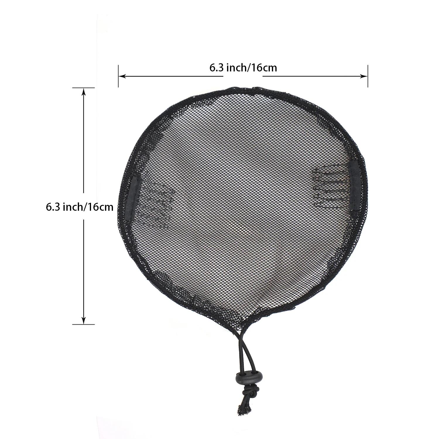 3 Pcs Drawstring Ponytail Net Black Drawstring Elastic Hair Net Base for Making Afro Puff Round Ponytail Weaving Net