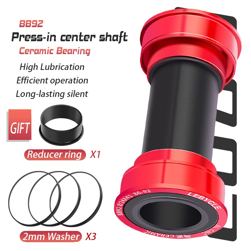 Lebycle Bicycle Bottom Bracket BB92 For Shimano Prowheel SRAM GXP MTB Road Bike Crankset Part: Red