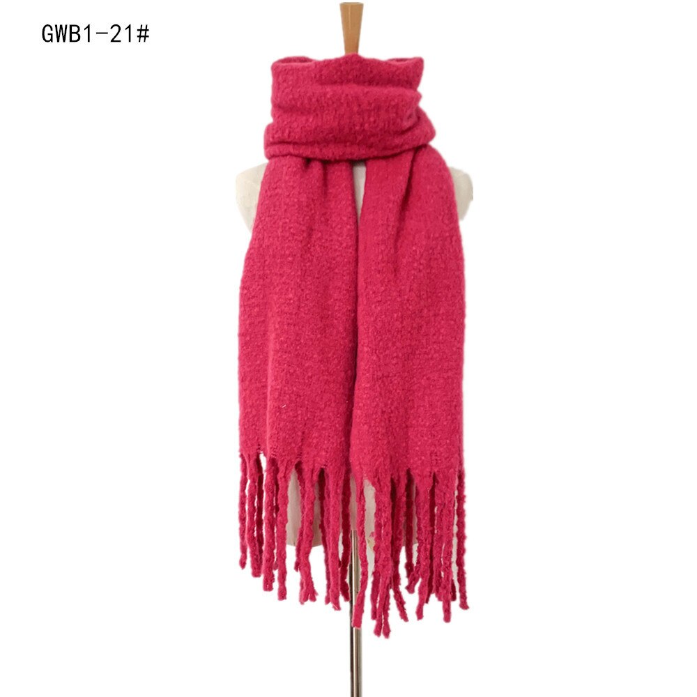 DIANRUO doux cachemire tricot écharpe pour les femmes hiver foulards Hijab solide Pashmina dame châle envelopper Double face écharpes Q351: GWB1-21