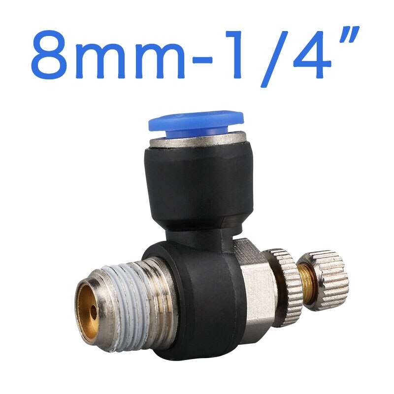 Pneumatic speed flow controller 8mm 6mm 10mm 12mm OD hose tube 1/4 "BSP 1/8" 3/8 "1/2" male Air flow limit valve: SL8-02