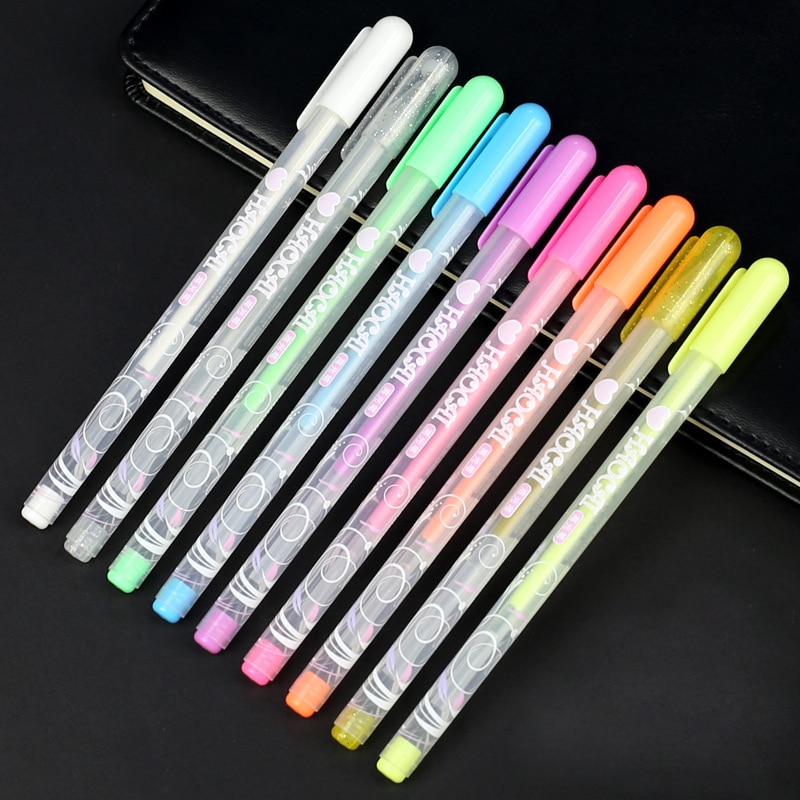 9 kleuren Markeerstift Waterdichte Schrijven Schilderen Tekening Markeerstift Briefpapier Office School Supplies Gel Pen