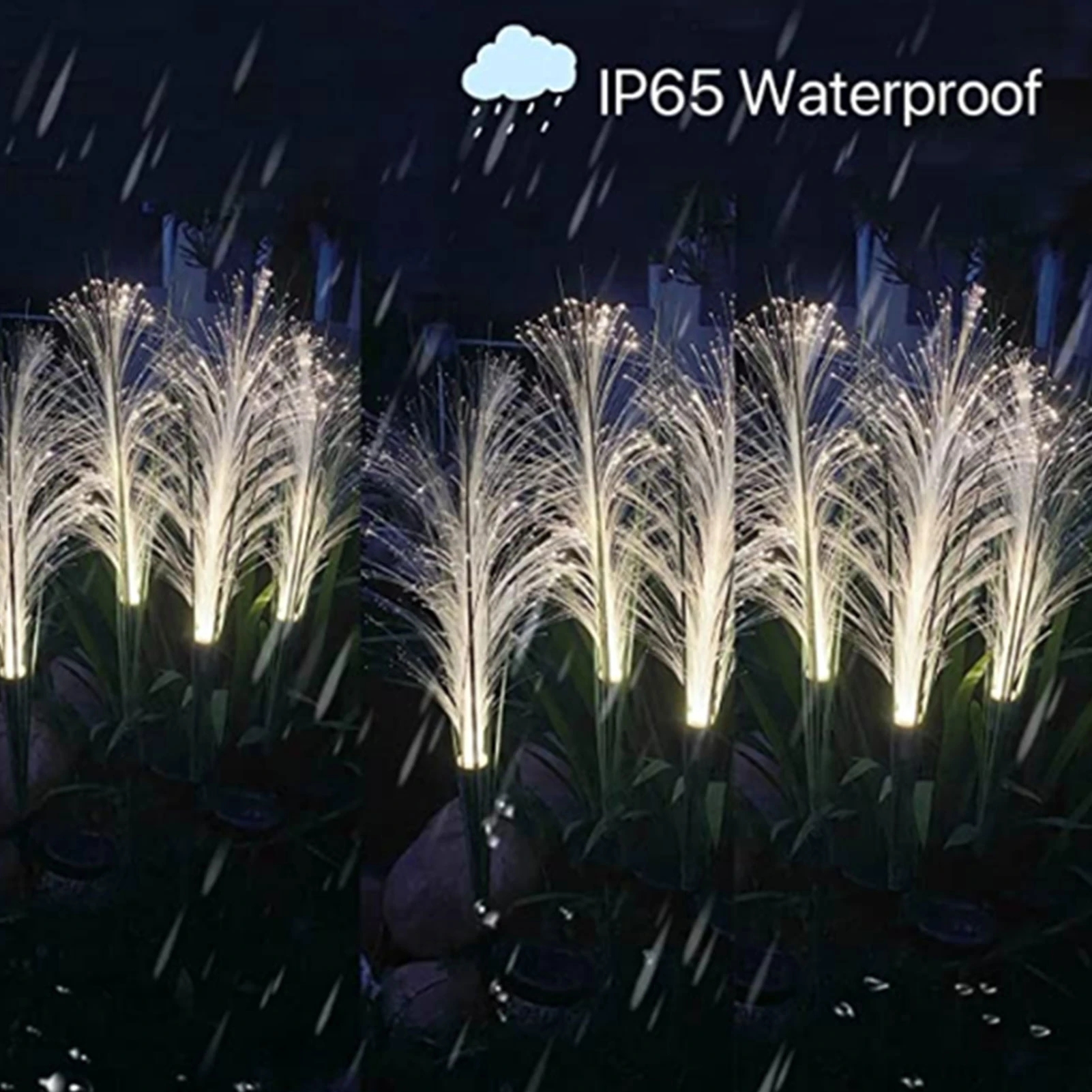 Luces solares de caña para jardín, luz de fibra para exteriores, lámpara de jardín impermeable, lámparas de paisaje de simulación para decoración de Patio y hogar