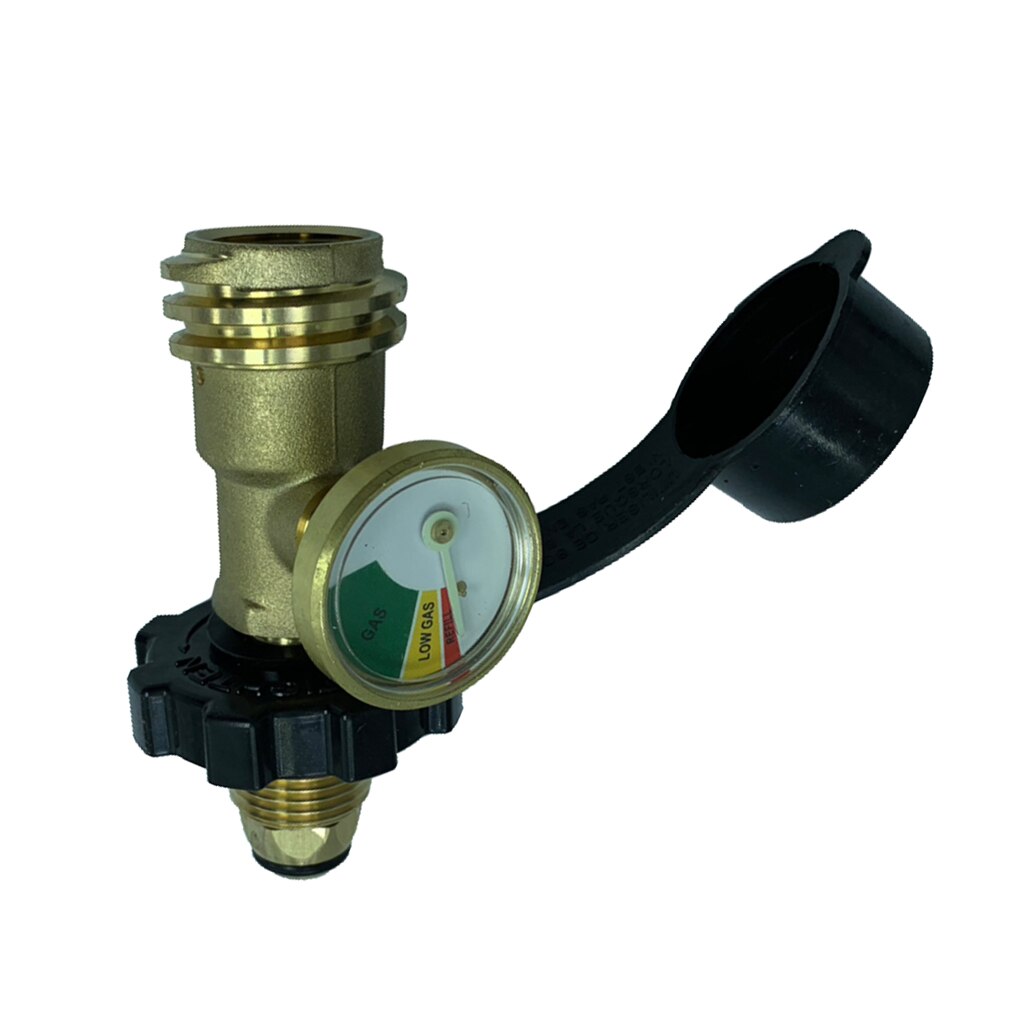 Universal Fit Propane Tank Adapter with Gauge Converts POL to QCC1 / Type 1 Propane Hose Adapter Old to Connection Type