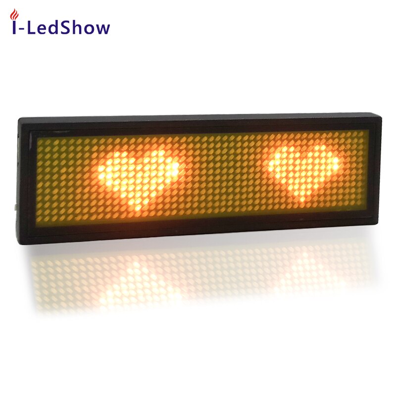 -sælger bluetooth led navneskilt programmerbar mini led display skærm tekst, mønster, diy led navnekort skilt: Gul led