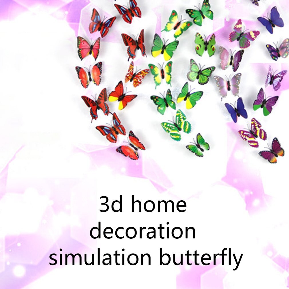 12 Pcs Pvc Vlinder Muur Decor 3D Vlinders Muurstickers Art Decals Woondecoratie Decoratie Op De Muur