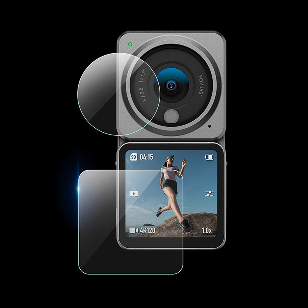 Displayschutzfolie aus gehärtetem glas für dji osmo action 2 sportkamera, objektivschutzfolie aus gehärtetem glas, zubehörset