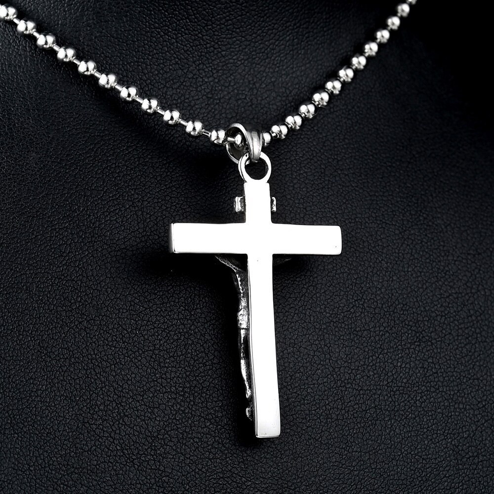 Cruz Cristo Jesús colgante collar 316L Acero inoxidable cadena de hombres religiosos joyería joyería