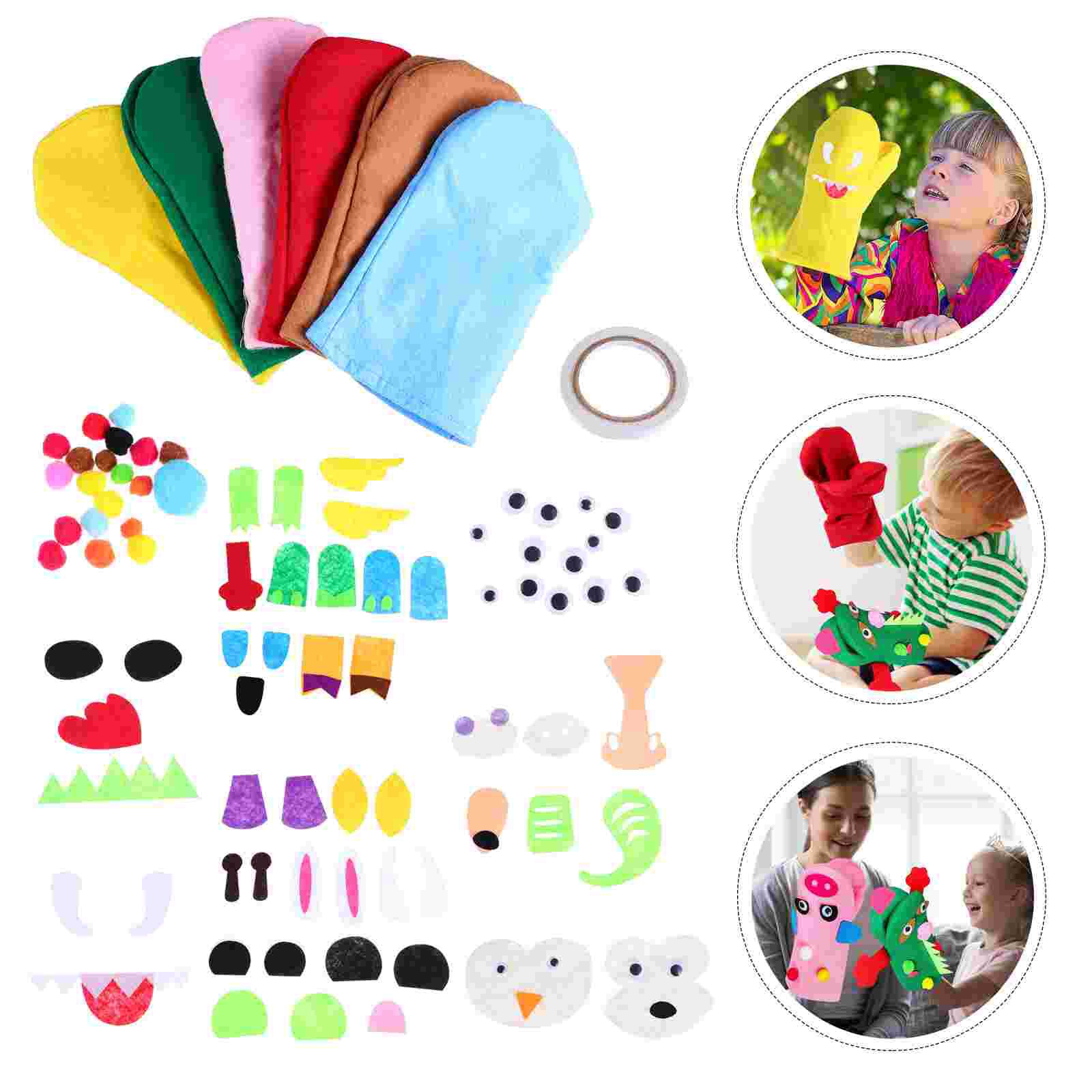 1 Set Kids Felt Craft Set Hand Puppet Making Kit DIY Art Craft Supplies