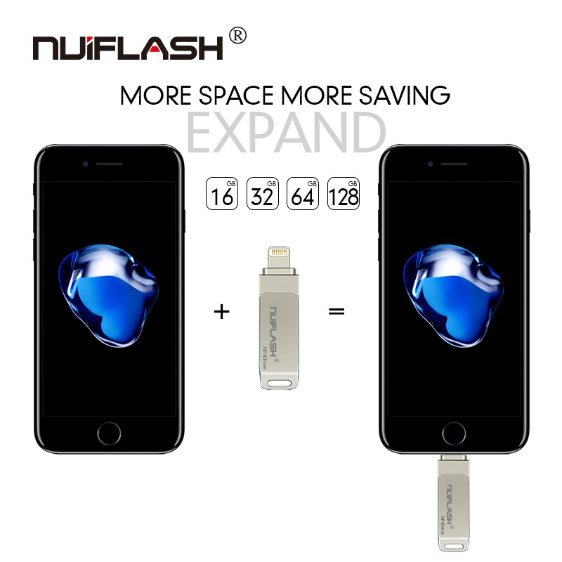 For iPhone X/8/7/7 Plus/6/6s/5 ipad USB Flash Drive Metal Pen drive 8GB 16GB 32GB 64GB 128GB Memory Stick micro usb key u disk