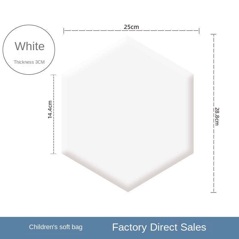 Fabriksforsyning hovedgærde sekskantet hovedgærde blød taske, selvklæbende bord baggrund dekorative maleri: Hvid 1 stk