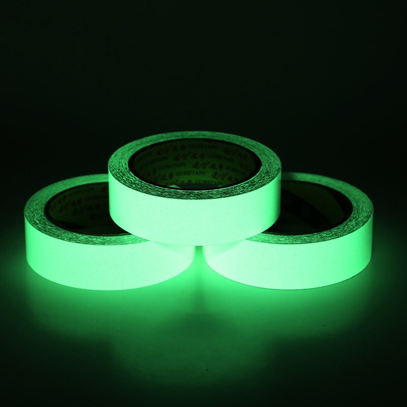 Cinta adhesiva luminosa fluorescente de noche, cinta de advertencia que brilla en la oscuridad, decoración de seguridad, 5 rollos por paquete