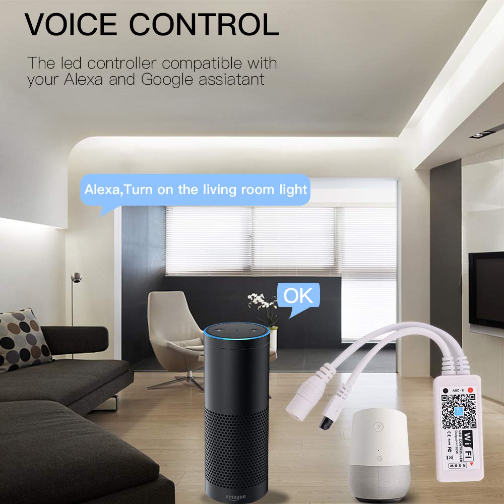 WiFi Wireless LED Smart Controller Alexa Google Home IFTTT Compatible,Working with Android,iOS System,RGBW Strip Lights ST202