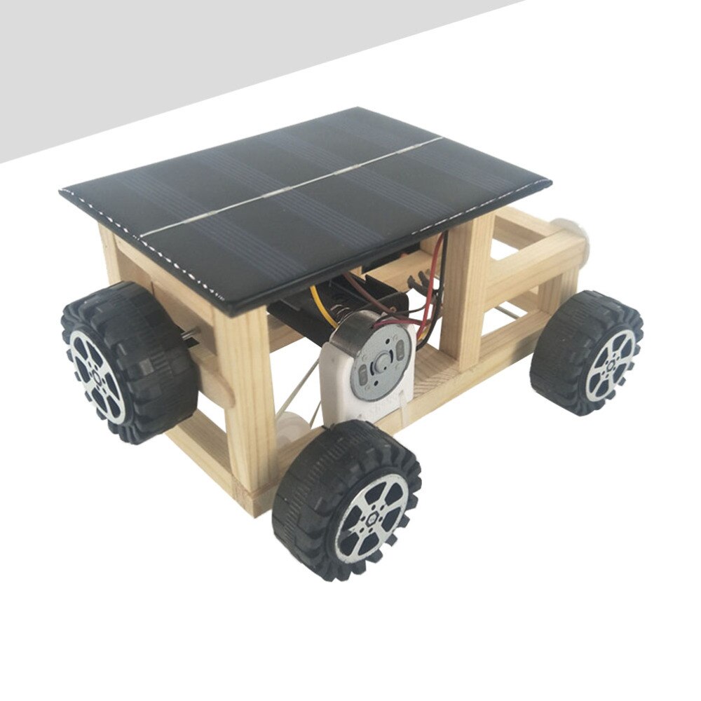 1pcs DIY Assembly Wooden Solar Car Scientific Funny Educational Model Kit for Kids Students