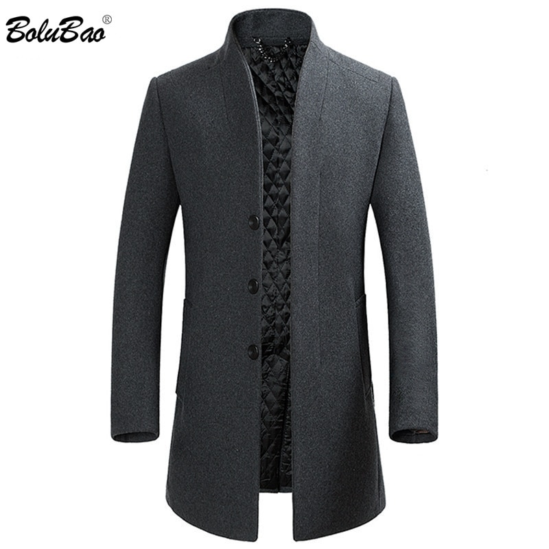 BOLUBAO Winter Men Wool Blends Coats Brand Men's Trench Coat Slim Fit Tops Casual Wool Blends Coat Male