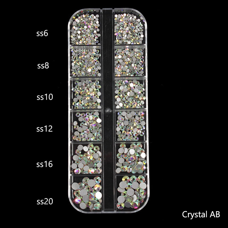 1 caja de diamantes de Cristal AB 3D para decoración de uñas, piedras preciosas para decoración de uñas, diamantes de imitación, joyería para uñas: Crystal AB
