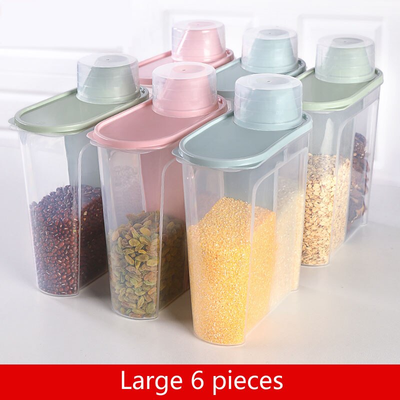PP Food Storage Box Plastic Clear Container Set with Pour Lids Kitchen Storage Bottles Jars 67Oz~88Oz H1211: L6