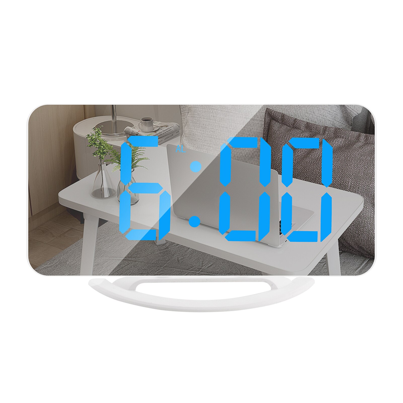 LED Mirror Clock Mini Digital Alarm Clock TS-8201-HB Table Clock with Snooze Function 3 Adjustable Brightness Auto-Adapt