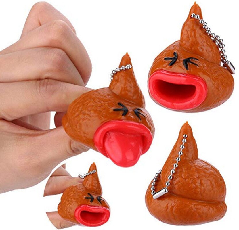 Funny Poop Keychain Squishy Toy Pop Out Tongues Novelty Fun Tricky Prank Squeeze Antistress Fidget Toy for Adults Children: Poop Keychain 3PCS