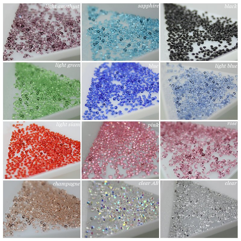 1440 unids/lote 1,3mm gemas Multicolor de Arte de uñas Micro diamantes de imitación Mini decoración de uñas ACCESORIOS DE MANICURA