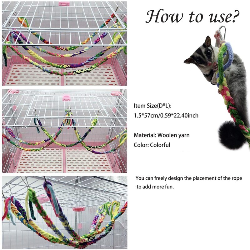 Jouet planeur, écureuil, Hamster, Jungle, escalade, petits animaux, balançoire suspendue, oiseau, corde d'escalade, Pack de 6