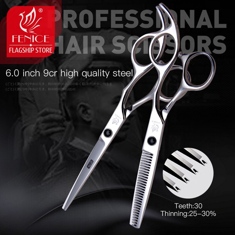 Fenice 6 inch Hair Cutting Thinning Scissors Set Hairdressing Shears Children's Family Combination Tools Set