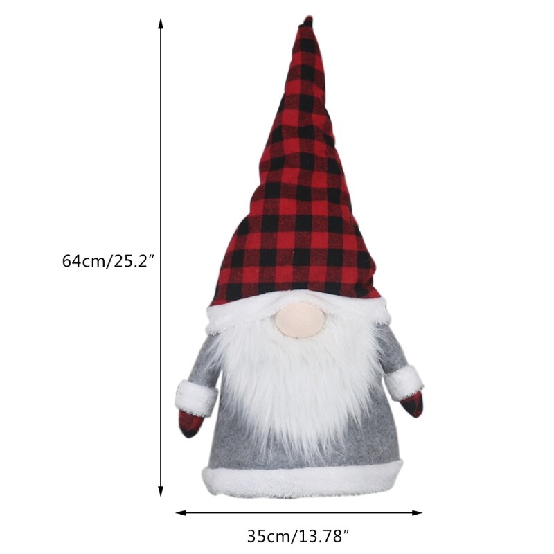 Juletræ topper plaid hat svensk tomte gnome santa ornament hjem