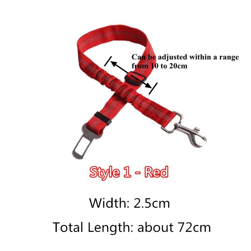 Verstelbare Nylon Pet Hond Autogordel Kat Puppy Lood Kleine Medium Honden Voertuig Leven Veiligheid Riem voor Teddy Yokie: style 1 red belt