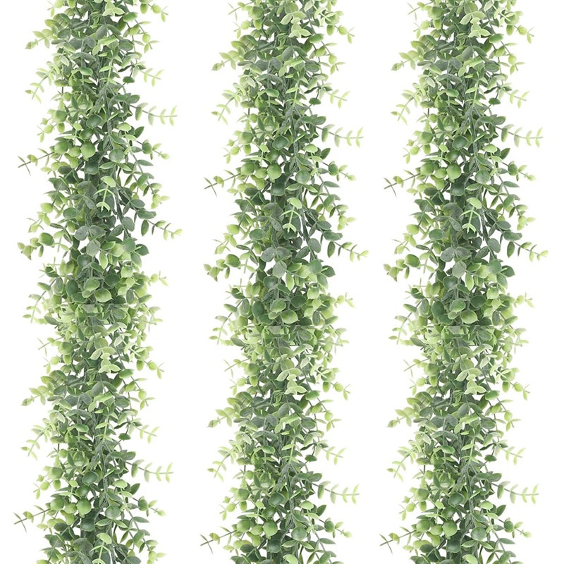 Guirlande artificielle d'eucalyptus, 3 paquets, guirlande verte de fausses vignes, arc de fond de mariage, plante suspendue, 6 pieds/pièce: Default Title