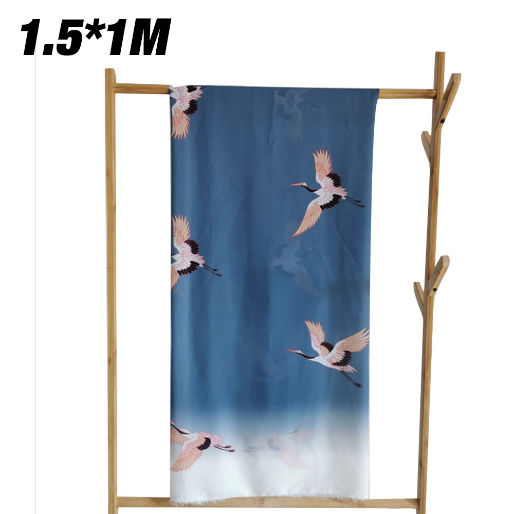 Ombre szyfonowa tkanina z gradientem japońnarty czerwono-koronkowy wzór żurawia dla kimono Yukata szlafrok sukienka kurtyna odzież rękodzieło: C