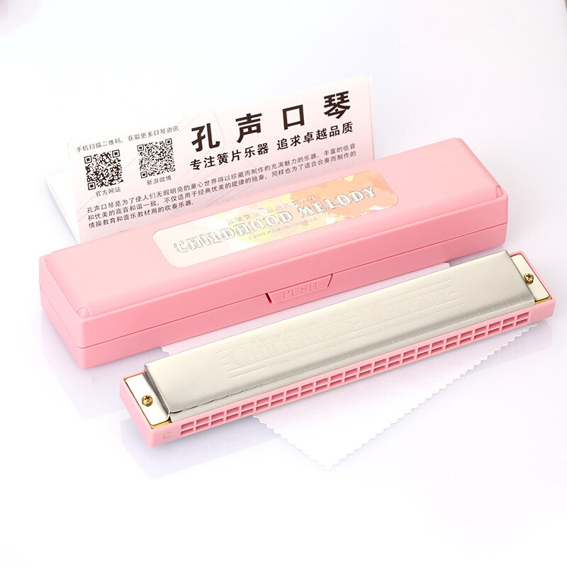 Kong Sheng 24-otwór harmonijka klawisz C harmonijka dla dzieci wczesna edukacja instrument muzyczny: różowy