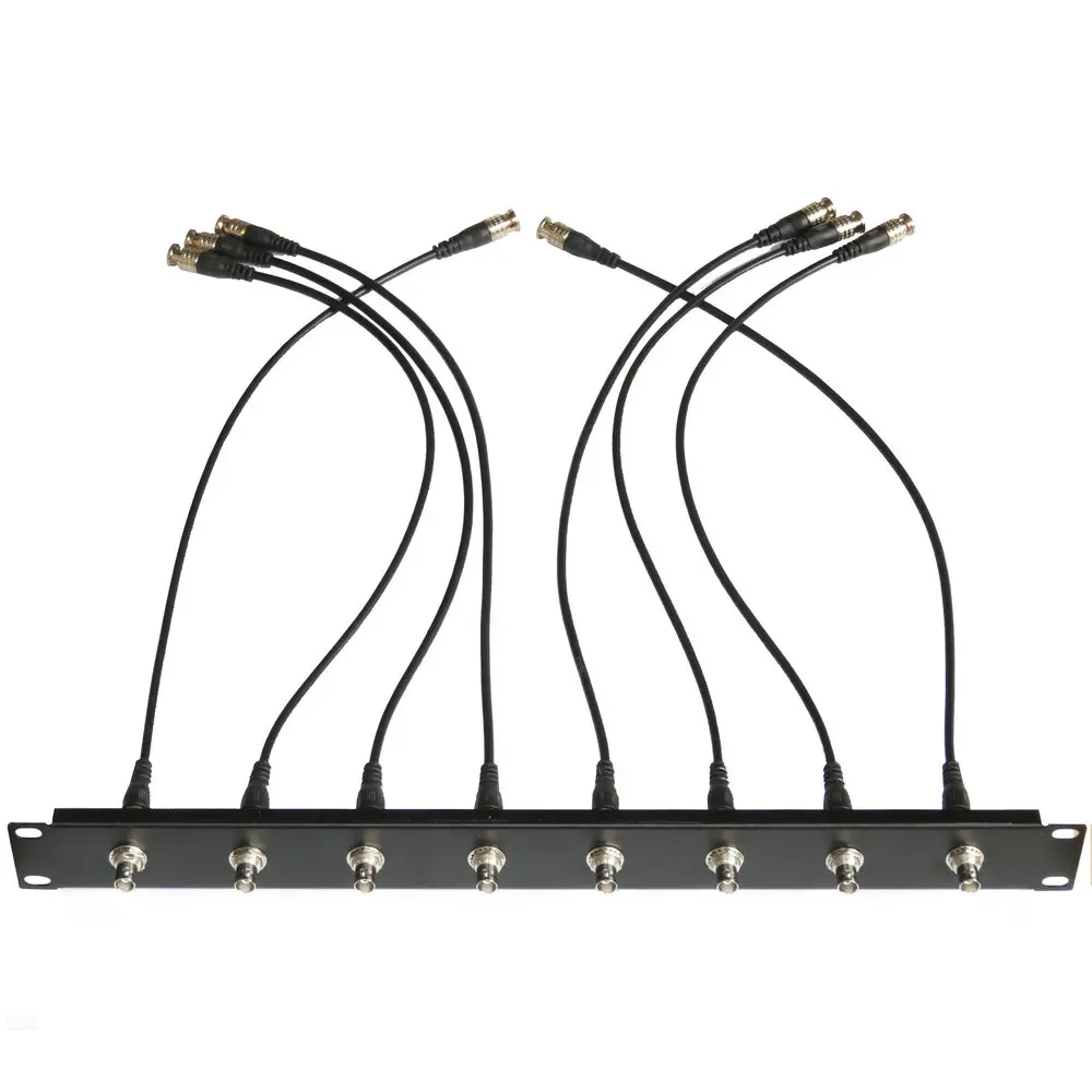 19" Rack Mount Kit 1U Front Panel 8 Hole Ports W/ 8 BNC 20"Cables and 8 Adapters
