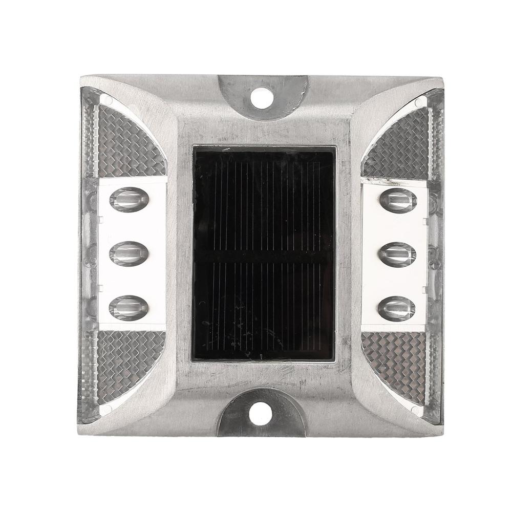 Aluminum Waterproof LED Solar Powered Road Stud Light Reflective Ground Light Path Deck Dock Warning Light 5 colors 105*105*24: white