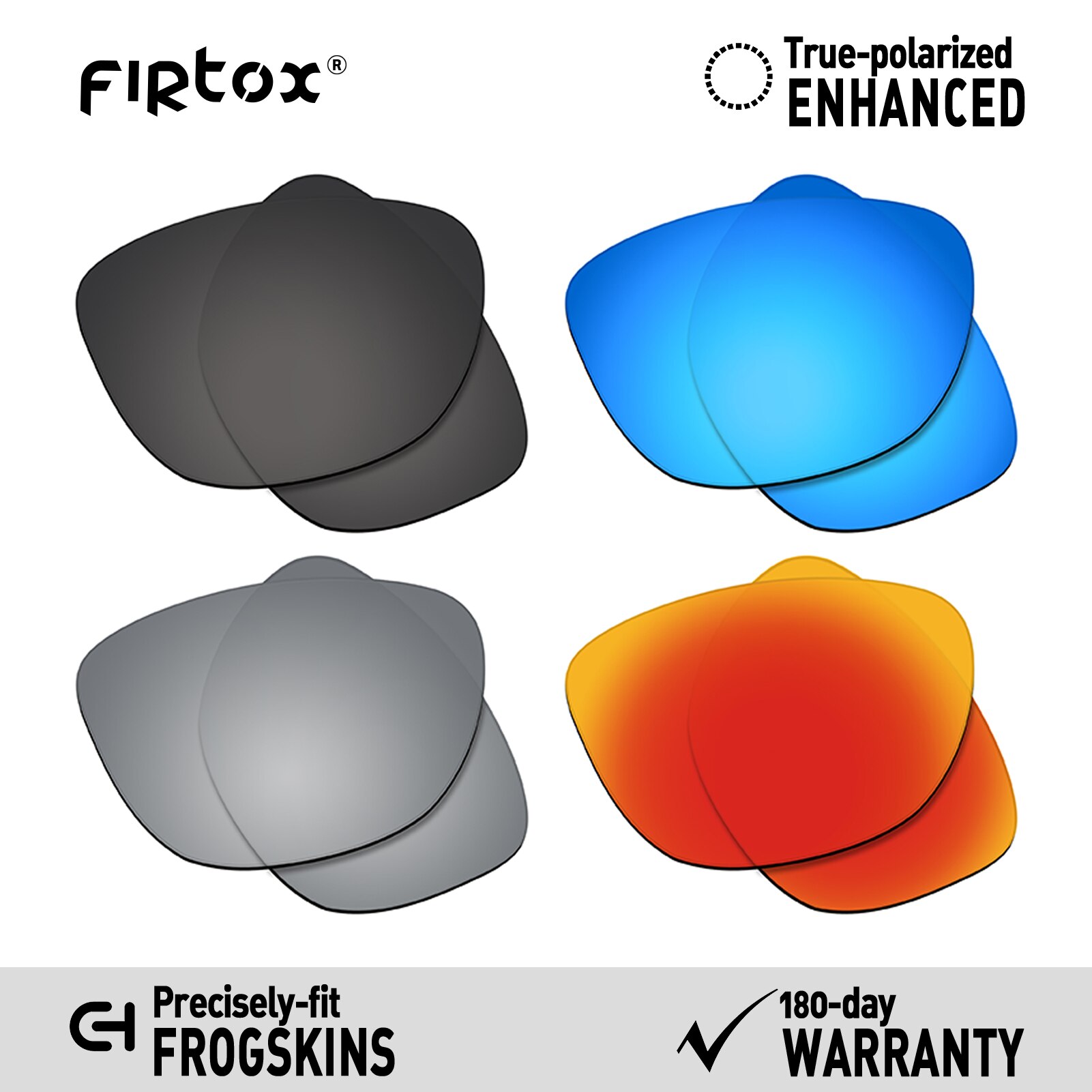 Firtox true  uv400 polariserade linser ersättning för-oakley frogskins  oo9013 solglasögon (endast kompatibel lins) - flera färger: Svarttitanrödblå