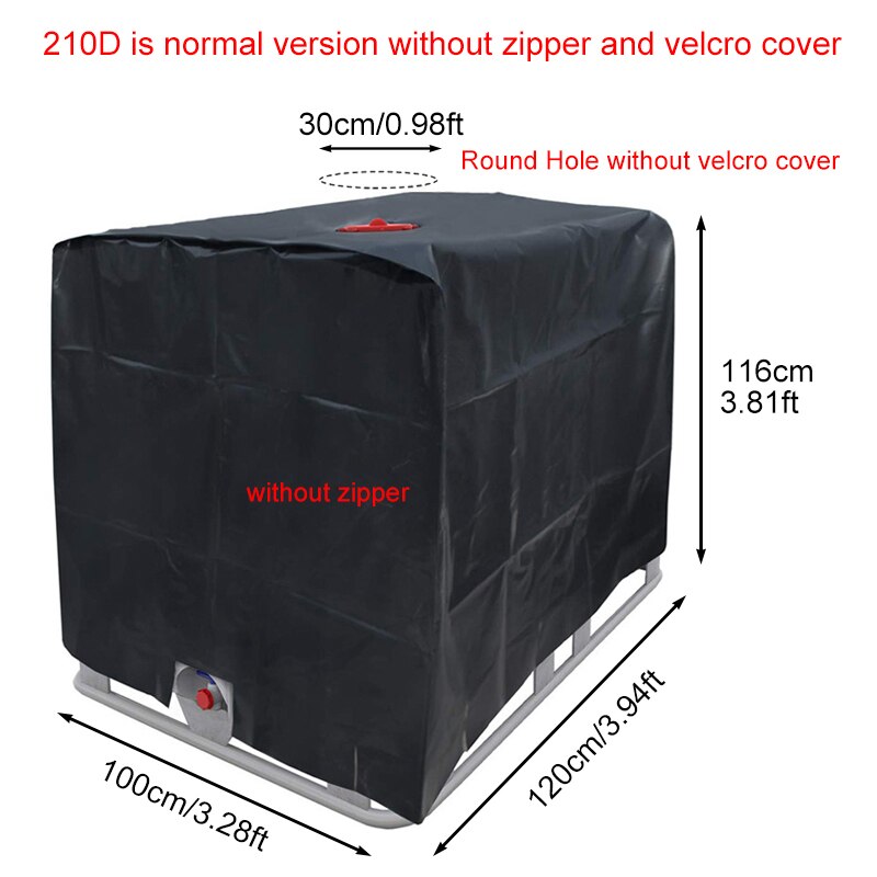 Black 210D/420D Oxford Water Tank Protector for 1000 Liters IBC Container Outdoor Waterproof Sunscreen IBC Tank Cover: 210D 120x100x116cm