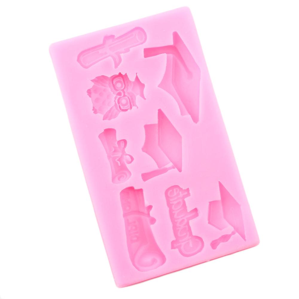 Moldes de silicona para graduación, molde de Fondant con forma de búho para despedida de soltera, herramientas de decoración de pasteles de , arcilla de caramelo, Chocolate, pasta de goma
