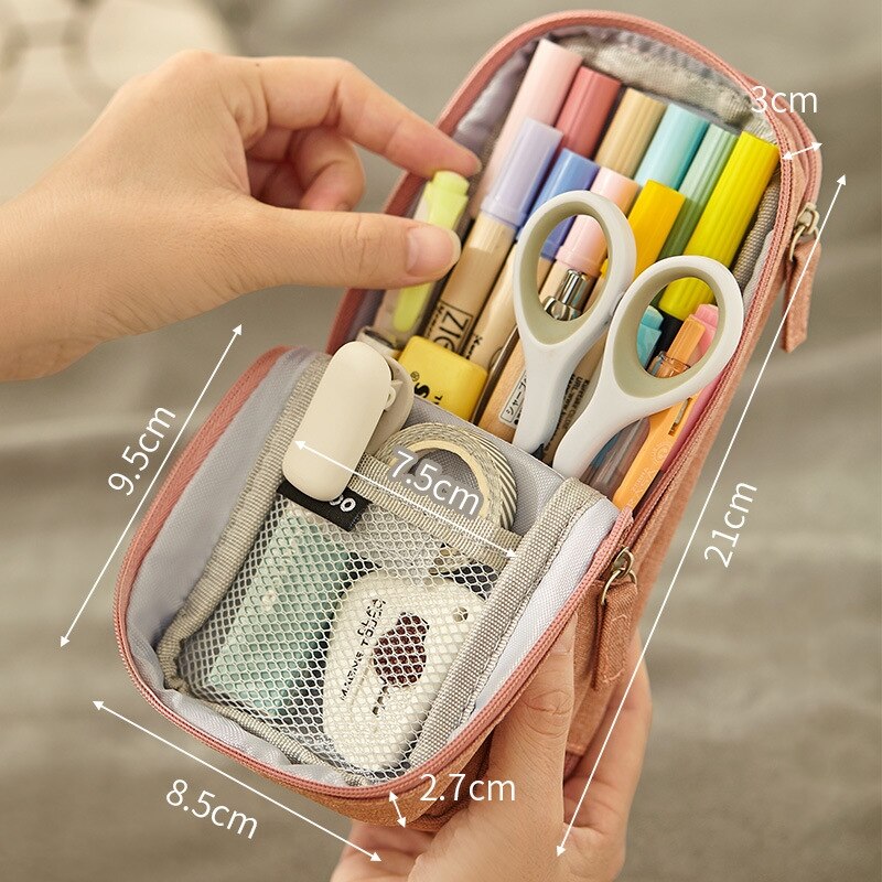 Angoo-estuche de lona para bolígrafos, bolsa de almacenamiento para bolígrafos, Color blanco, sueño juvenil, soporte para teléfono, papelería, escuela, A6171