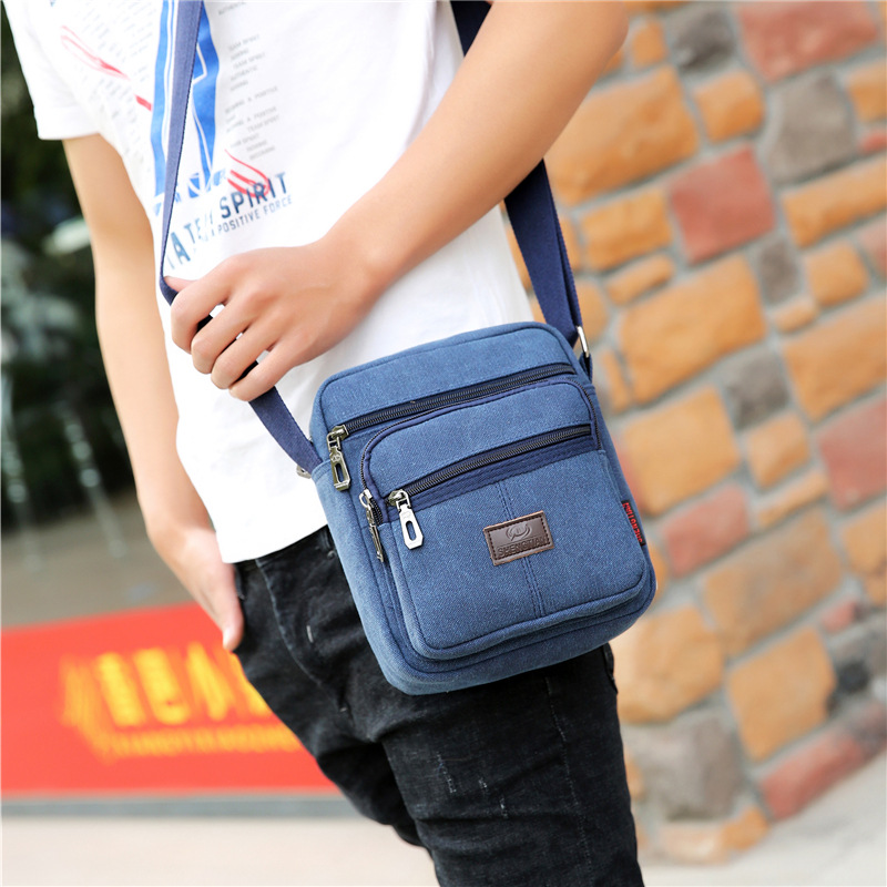 Hommes sacs de messager sac à bandoulière hommes sac de voyage toile sac à main pour homme coréen tendance Simple Pack: Bleu