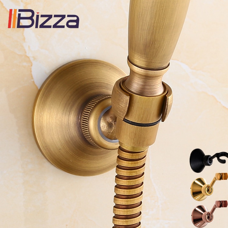 Support Hand Shower Stand Held Wall Mounted Round Shower Head Holder Golden Colors / Antique Brass Bracket Universal Adjustable