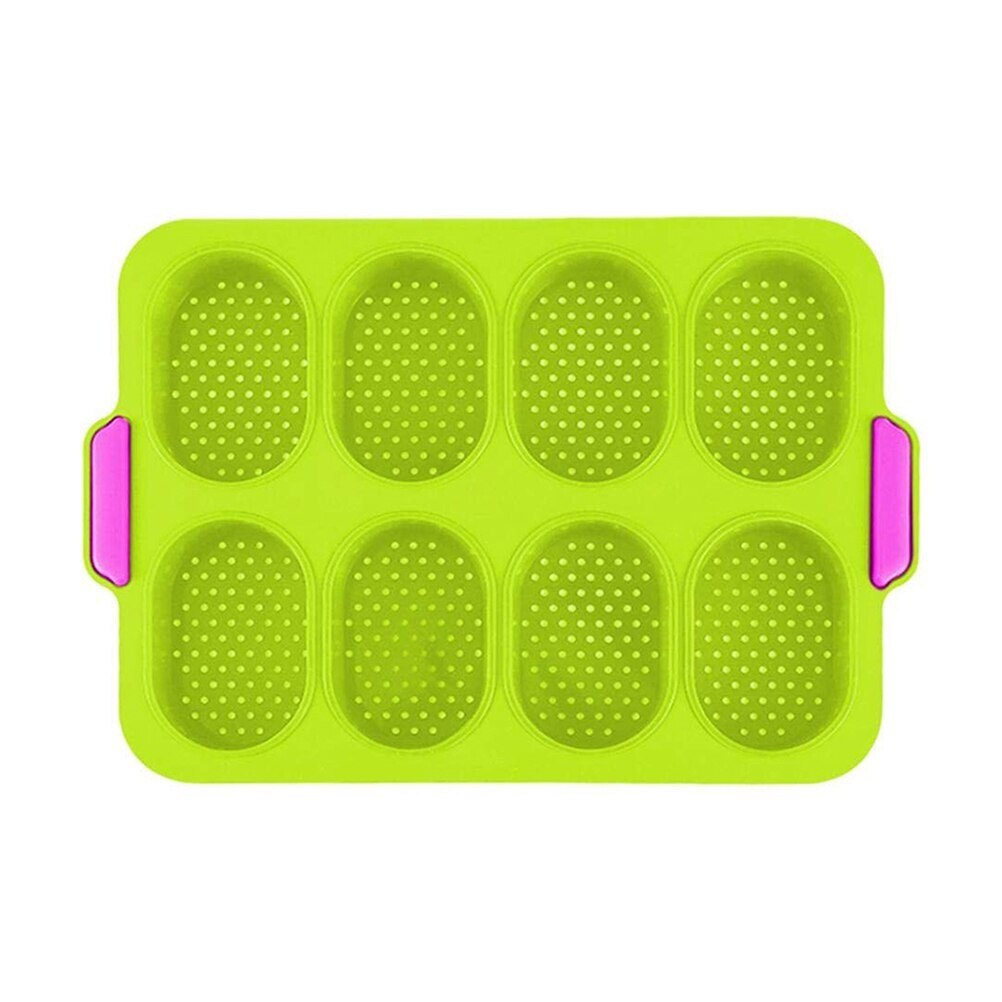 Molde de Pan antiadherente para DIY Mini Baguette bandeja para hornear de silicona redonda panadero herramienta para hornear Pan Baguette: Green