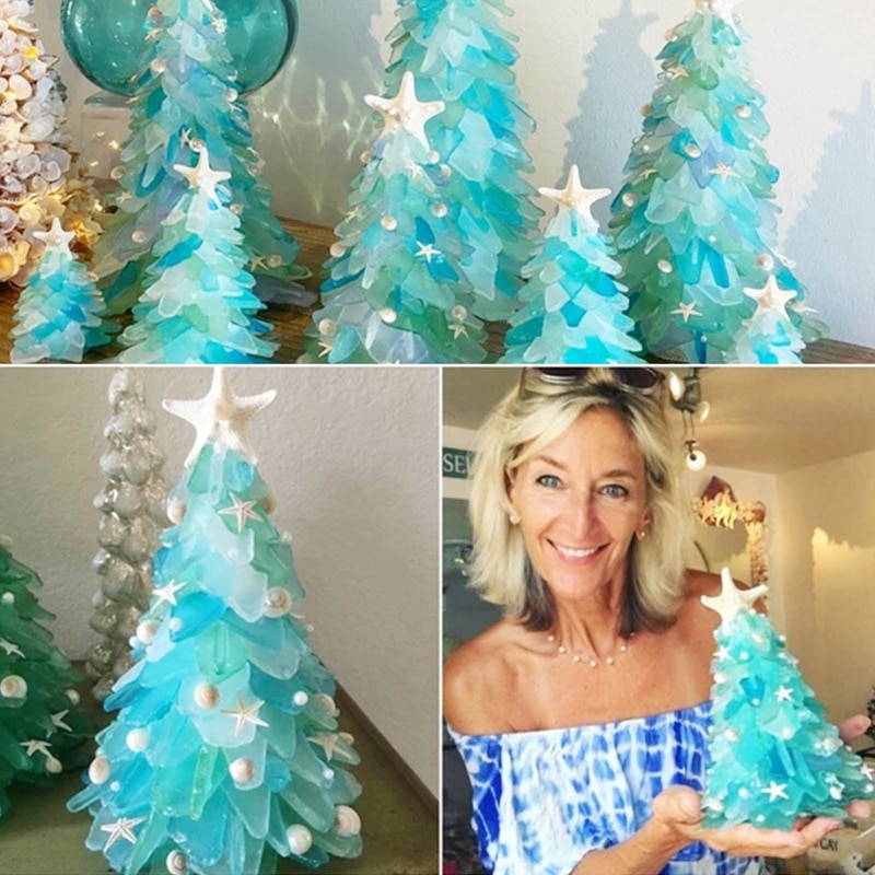 Mini Christmas Tree DIY 20cm Desktop Blue Christmas Tree For Home Santa Clause Merry Christmas Party Decorations