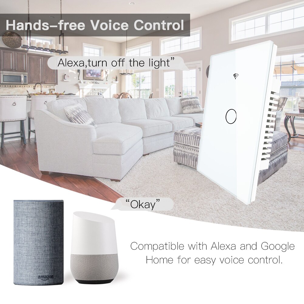Rf433 slimme wifi-wandschakelaars zonder neutrale draad nodig, slimme wandschakelaar met één draad, werkt met alexa en google home 170-250v